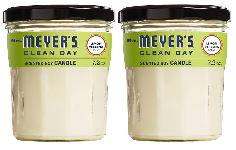 Mrs. Meyer's Clean Day Scented Soy Candle, Lemon Verbena Scent, 7.2 ounce candle (Pack of 2) - Image 1